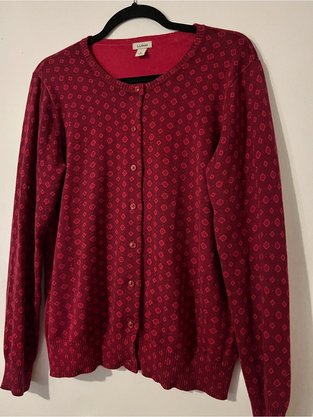 L.L. Bean Supima Cotton Patterned Button-Front Cardigan - Picture 2 of 5